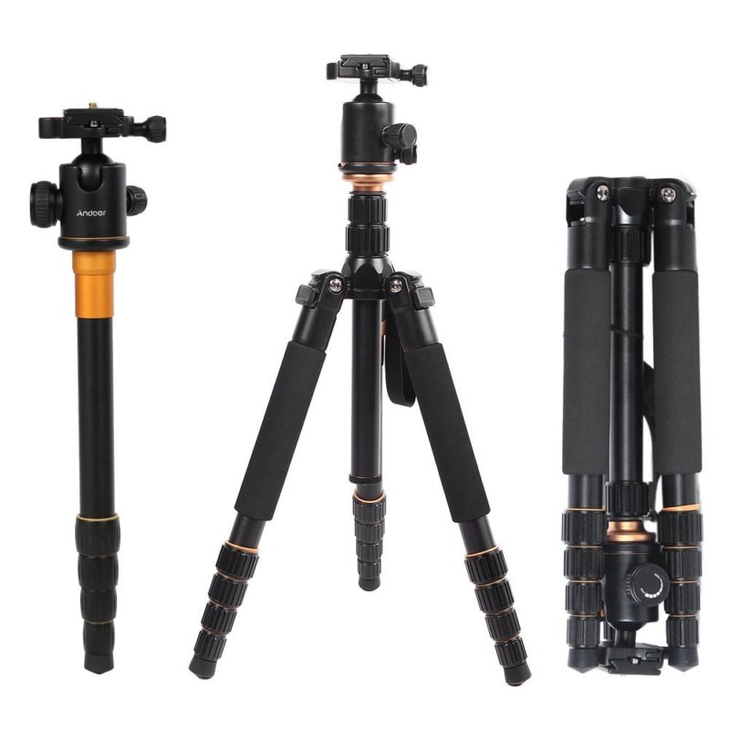 Andoer Q-666 Trepied Monopode avec Rotule pour Appareil photo Reflex Portable compact Voyages